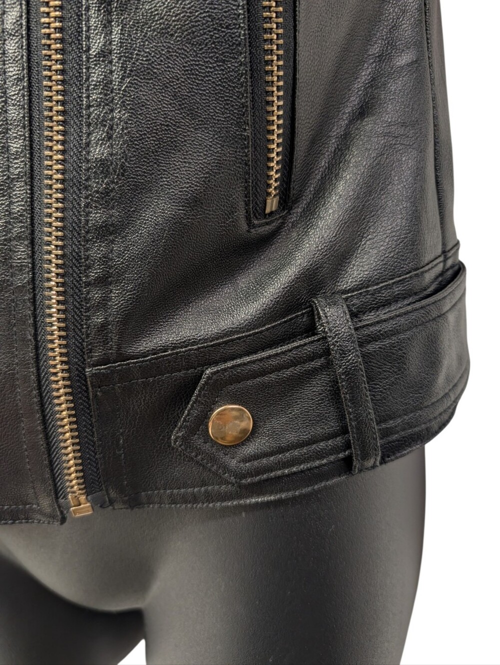 Arden B. Womens Black Faux Leather Moto Biker Vest Size M Full Zip Zipper Lined - Picture 4 of 9